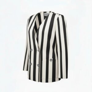 BLAZER LISTRAS PRETA E BRANCA